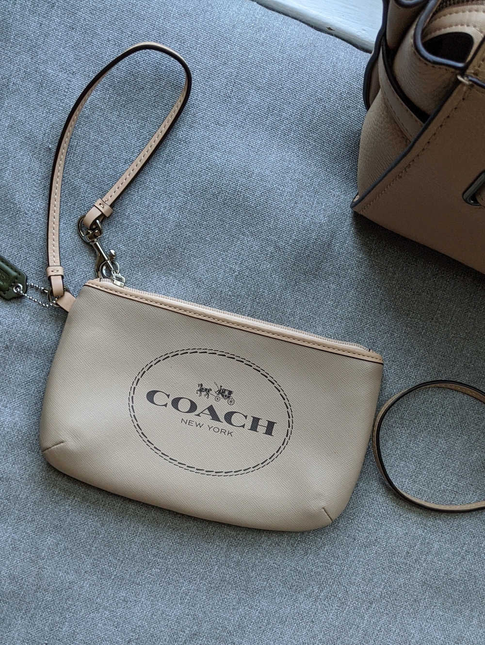 COACH New York Beige Wristlet Pouch